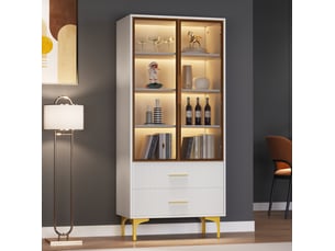 Vitrine coloris blanc 3 étagère(s) MODENVIE  - 70 cmx150 cm
