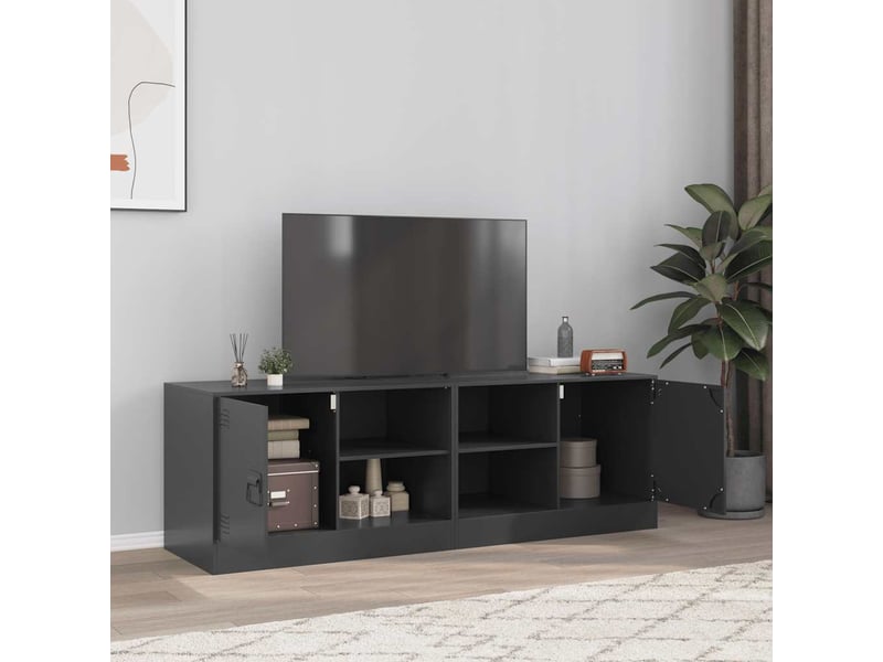  Meubles tv - banc tv - meuble de rangement 2 pcs noir 67x39x44 cm acier  - Conforama B