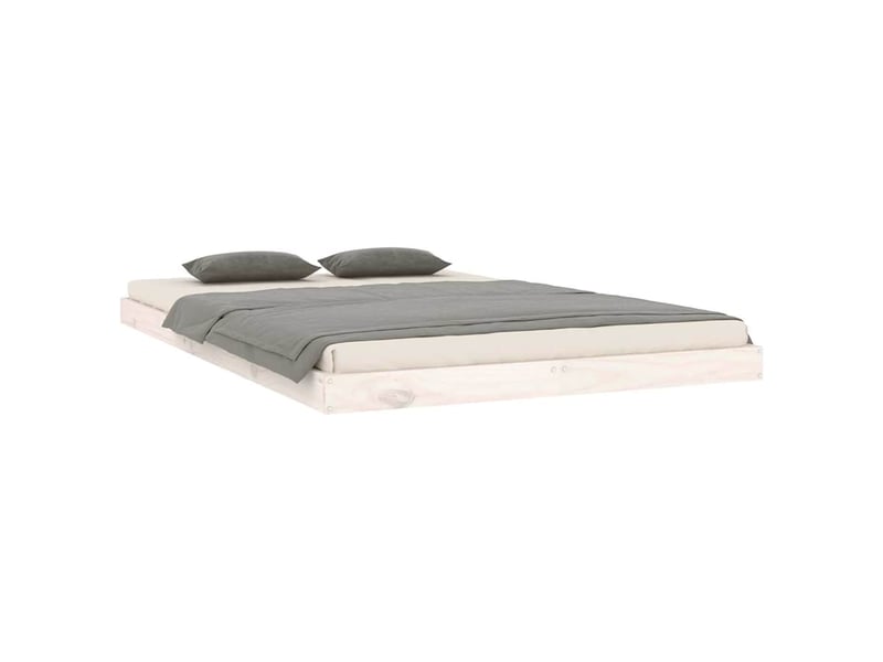  Lit double- lit adulte -  cadre de lit sans matelas blanc 120x200 cm bois de pin massif  - Conforama B