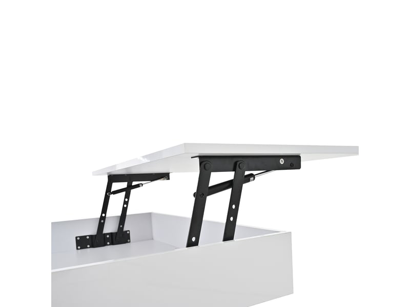 Table basse relevable pivotante avec tiroir pour salon 70×70×45 cm en panneaux de particules blanc - Conforama D