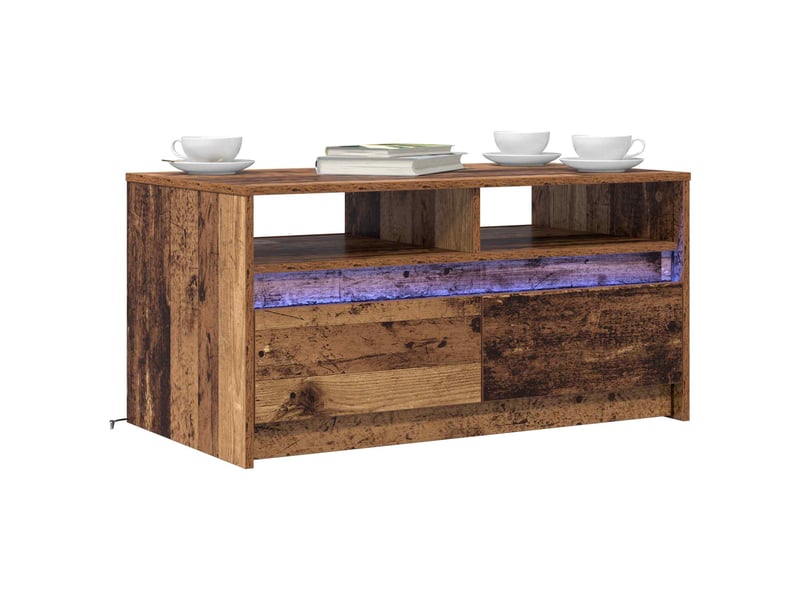  Table basse - table de salon - table à thé bois ancien 90 x 50 x 45 cm bois d'ingénierie  - Conforama C