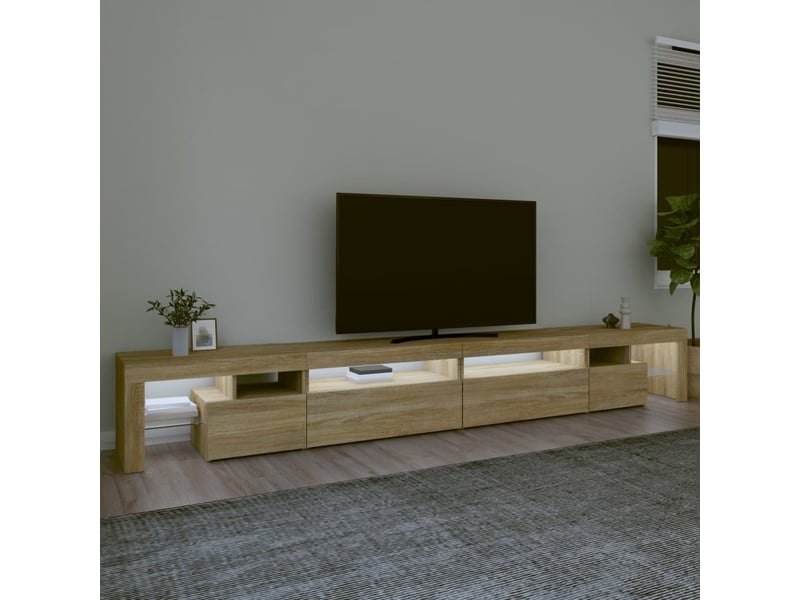  Meuble tv - banc tv - meuble de rangement avec lumières led chêne sonoma 290x36,5x40 cm  - Conforama C