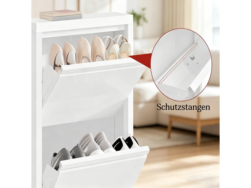  Meuble à chaussures lot de 2 avec 3 abattants pour entrée en métal 50×15×106 cm blanc  - Conforama D