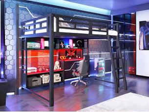 Lit mezzanine 140x200 cm <strong>BGSRYAO</strong> <strong></strong> coloris noir