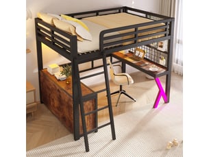Lit mezzanine 140x200 cm <strong></strong>  <strong></strong> coloris noir