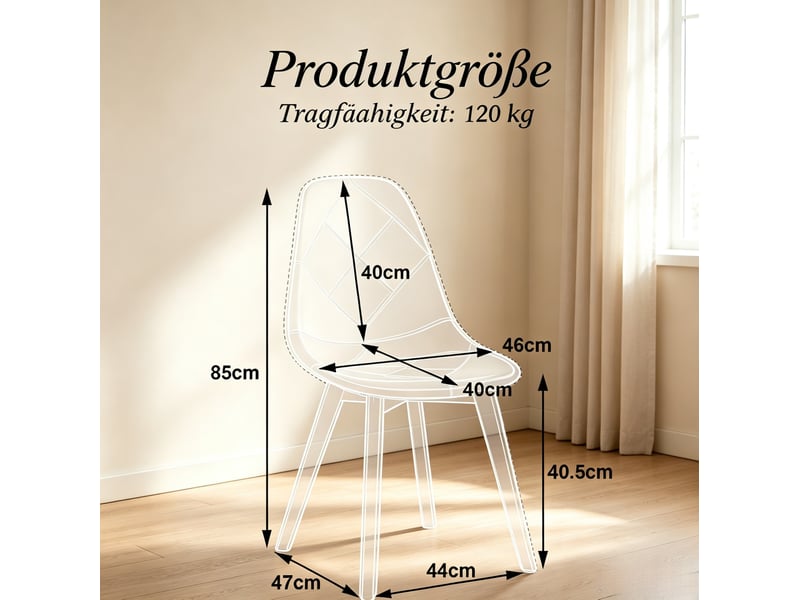  Lot de 8 chaises de salle à manger 46x40x85 cm design moderne bois métal multicolore  - Conforama E