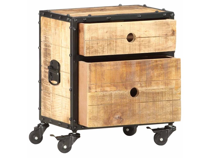  Table de chevet - cabinet de chevet - table de nuit 40x30x50 cm bois de manguier brut  - Conforama E