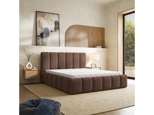 Lit coffre 200x200 cm <strong>MASSENO</strong>  <strong></strong> coloris marron
