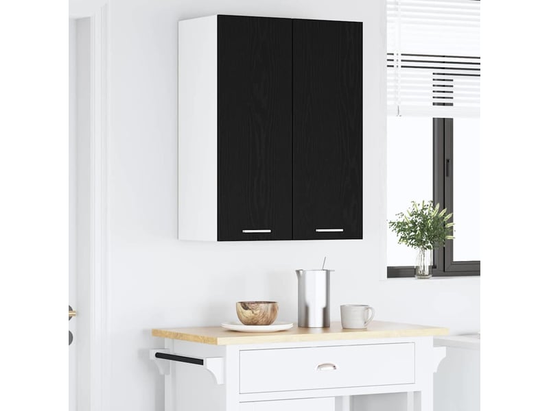  Meuble de rangement cuisine, armoire suspendue chêne noir et blanc 30x31x80cm  - Conforama D