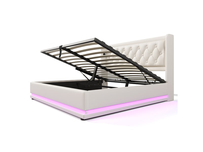  Lit polsteré en pu blanc 160 x 200 cm  - Conforama A