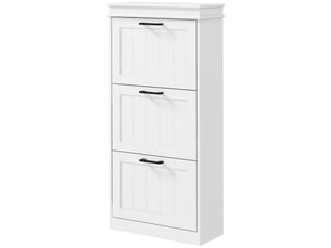 Meuble à chaussures, 3 portes abattants 15 paires, étagères réglables, pour entrée, couloir, 54 x 24 x 117,5 cm, blanc