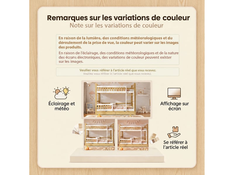 Lit superposé enfant en bois 90 x 200 cm séparable, 2 tiroirs, blanc et naturel - Conforama E