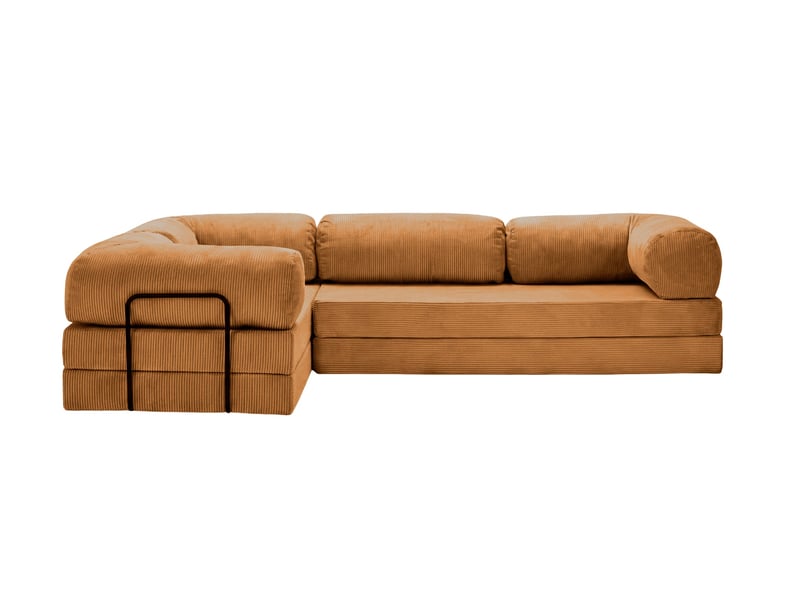  Cosima l - canapé d'angle convertible petit velours côtelé 4 places moutarde gauche  - Conforama A