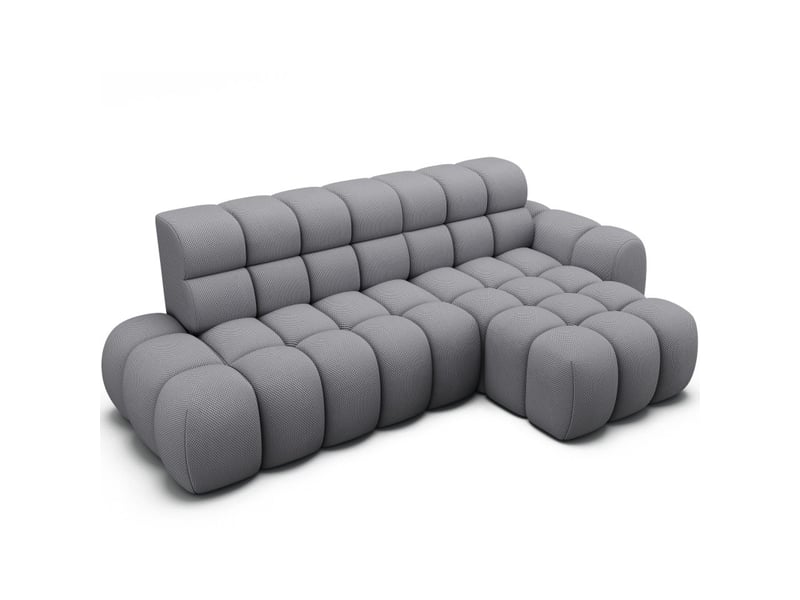  Canapé d'angle convertible bulla 3 places gris angle droit – tissu nid d'abeille avec extension d'assise électrique  - Conforama D