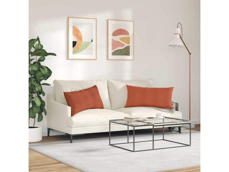 Lot de 2 coussins de canapé, coussins décoratifs rouge orange 80 x 40 cm cf59165 - Conforama D