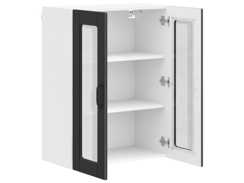 Meuble mural de cuisine, cabinet en verre mural noir 60x31x80cm shl2046 - Conforama E