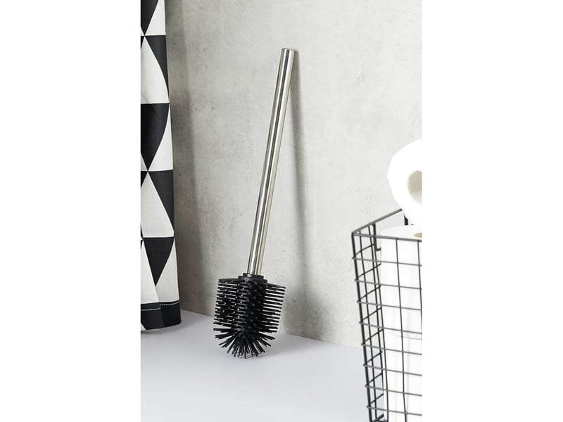  Brosse de silicone avec manche acier inox brosse de toilette avec tête de rechange en silicone brillant  - Conforama B