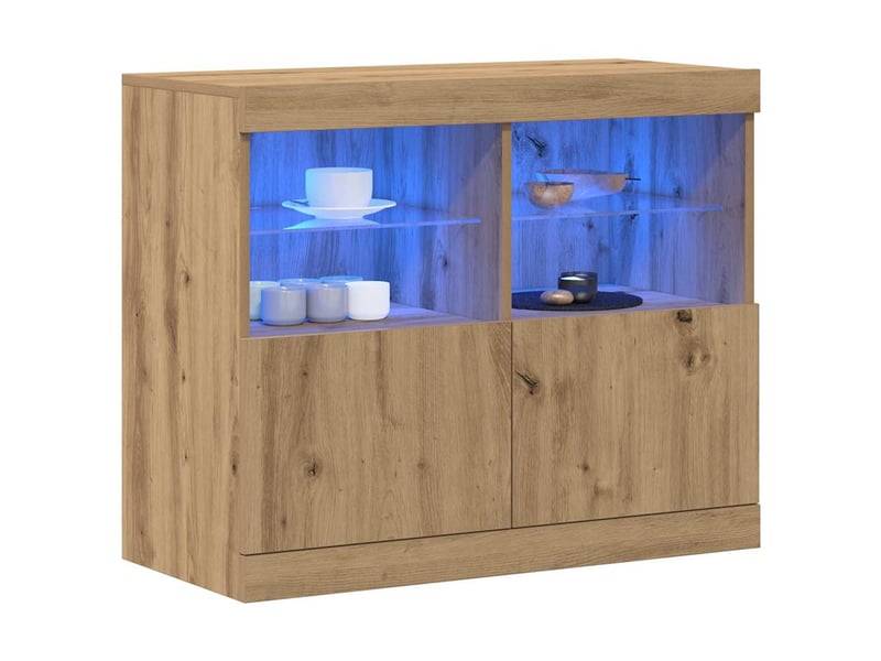 Buffet - bahut - meuble de rangement led marron 81 x 37 x 66,5 cm bois d'ingénierie - Conforama C