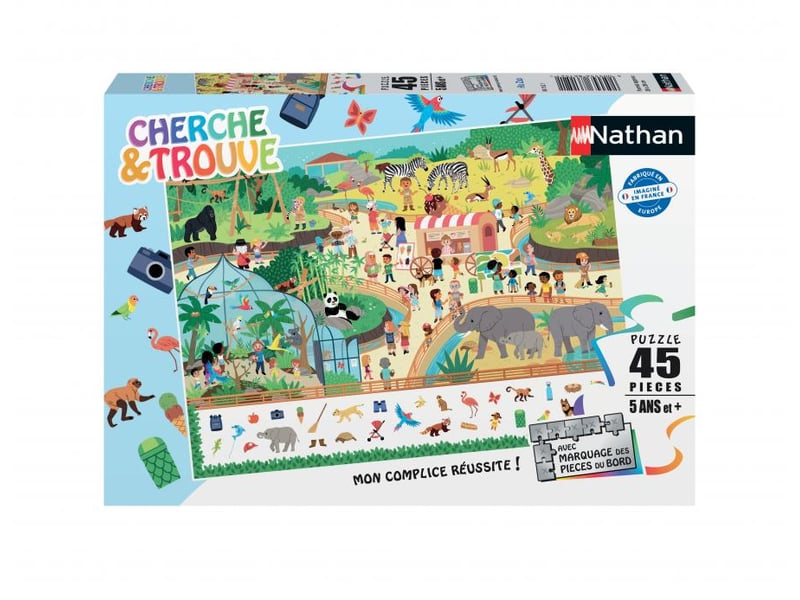  Nathan puzzle cherche et trouve 45 pieces au zoo 861521 - Conforama A