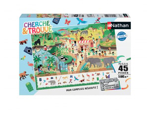 Nathan puzzle cherche et trouve 45 pieces au zoo