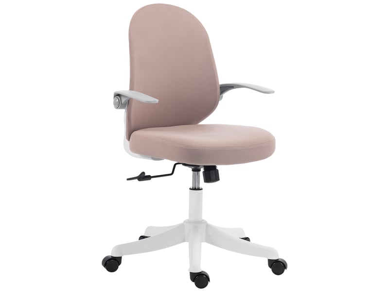  Chaise de bureau ergonomique pivotante avec accoudoirs rabattables, rose  - Conforama B