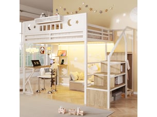 Lit mezzanine 140x200 cm <strong></strong> <strong>evarich</strong> coloris blanc