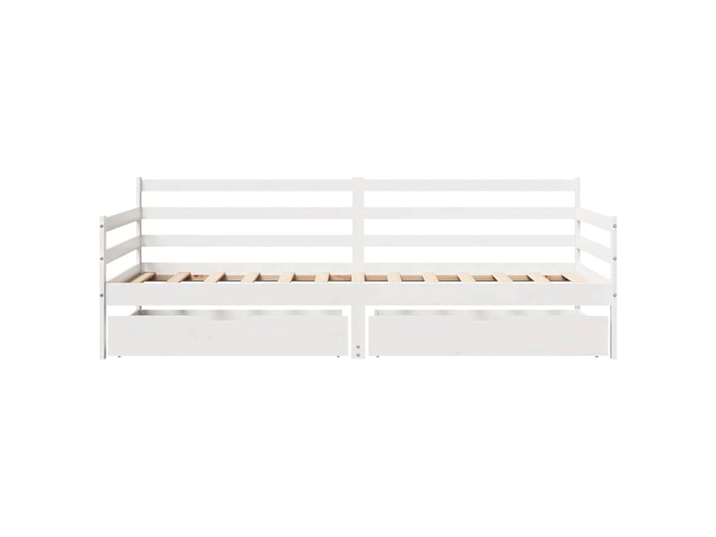 Lit simple- lit adulte -  lit de jour et tiroirs sans matelas blanc 90x190 cm bois massif  - Conforama C