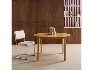 Table à manger ronde bois d'hévéa 4 places naturel - clémence