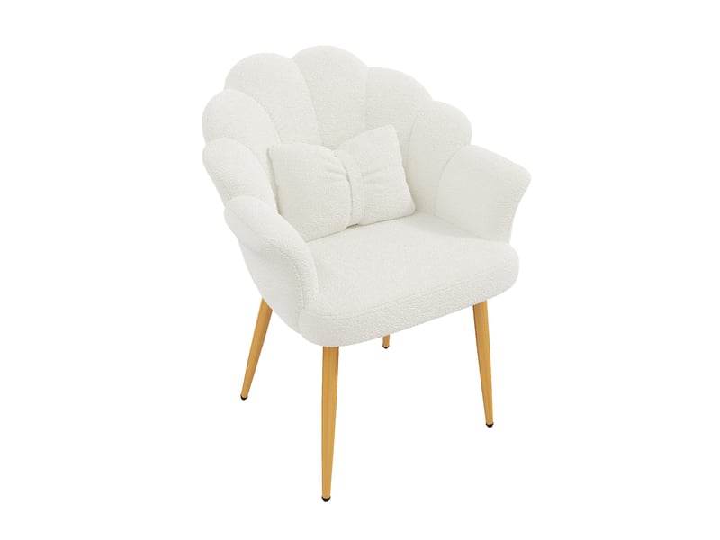  Lot de 6 fauteuils de salle à manger 64x65,5x85 cm en tissu bouclette blanc  - Conforama R