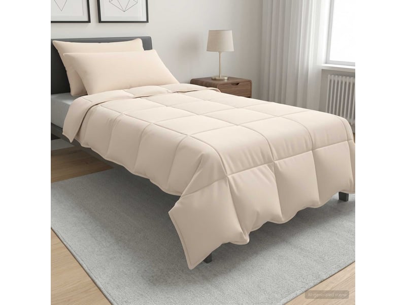  Ensemble de duvet 2 pcs - couette 155 x 220 cm toutes saisons beige  - Conforama B