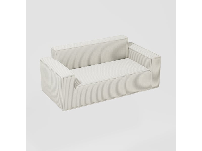  Canapé droit 2 places 178x86x70 cm en velours côtelé blanc cassé  - Conforama A
