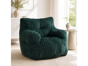 Fauteuil pouf en cord vert avec accoudoirs et dossier haut cravdom