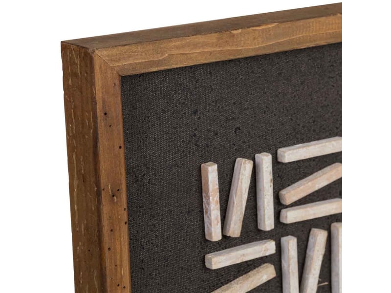  Tableau artisanal en bois recyclé relief noir et blanc 40x4x40 cm h  - Conforama E