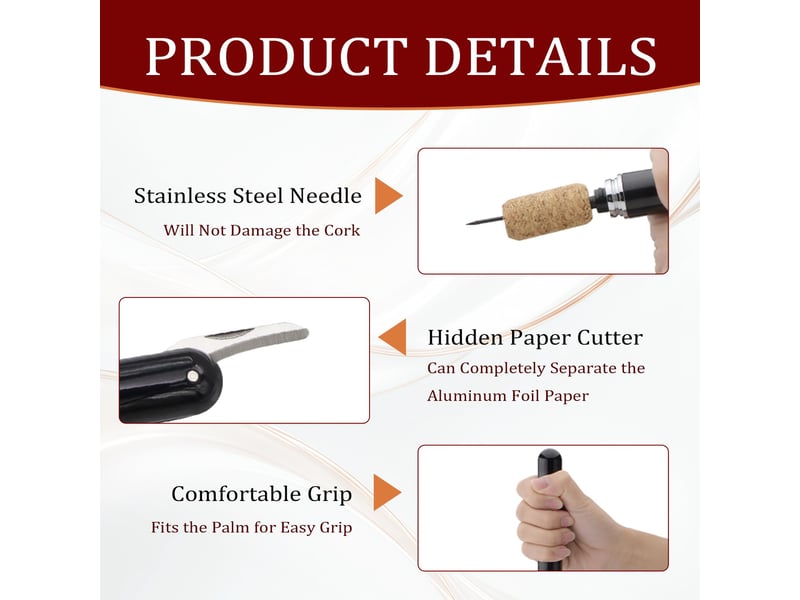  Tire bouchon, tire-bouchon à pression d'air 7s cork pops out décapsuleur pompe ouvre bouteille vin outils ouvre-bouteille à pression d'air (1pcs)  - Conforama C