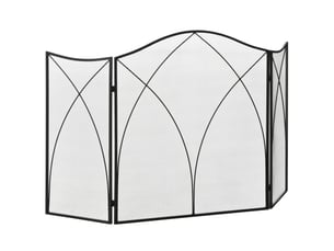 Pare-feu de cheminée pliable 3 panneaux 126 x 76 cm noir en métal, protection contre étincelles et cendres