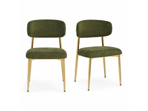 Lot de 2 chaises de salle à manger rembourrées réglables en hauteur, structure dorée, charge 125 kg, coloris vert