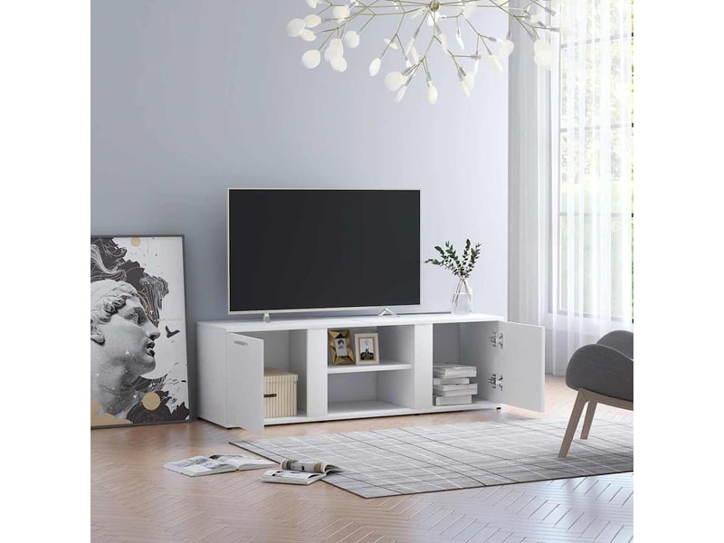  Meuble tv - banc tv - meuble de rangement blanc 120x34x37 cm bois d'ingénierie  - Conforama B