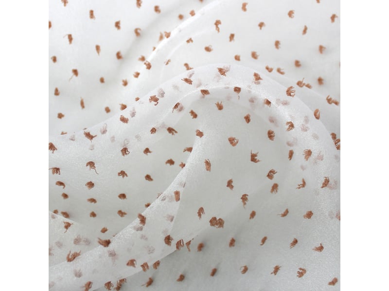  Voilages fenêtres, à œillets, blanc et camel, 140x240cm, lot de 2, plumetis, collection lolita, cmadeco - blanc LOT2-H70807BCCAV140240 - Conforama E
