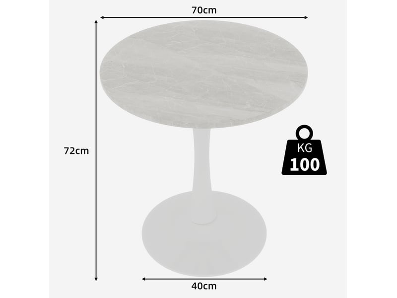  Bout de canapé 70x70x72 cm, design épuré moderne, couleur coloris blanc, marbre artificiel  - Conforama C
