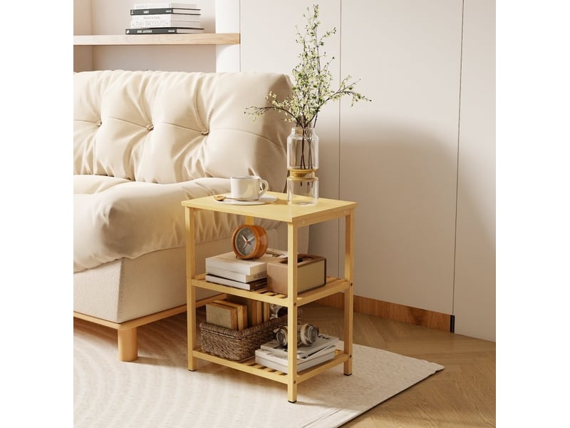  Table d'appoint 40,6 x 30 x 50,5 cm en bambou à 3 niveaux naturel chicfurn  - Conforama B