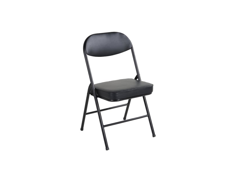 Chaise pliante lot de 4 avec assise rembourrée, structure en acier et patins antidérapants, noir - Conforama A