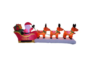 Père noël gonflable 3,7 m avec traîneau et 3 rennes, led, grande décoration de noël pour jardin