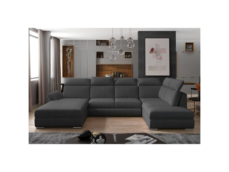 Canapé panoramique convertible majesta 5 places gris foncé – angle gauche – version 2 - Conforama B