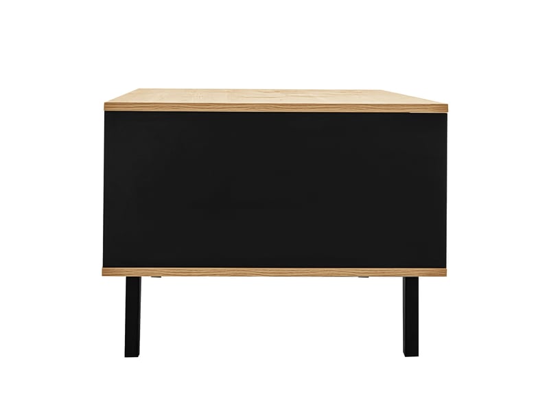  Table basse naturel, rangement, portes vitrées, design moderne, structure robuste, entretien facile - 100x60x45cm - salon  - Conforama B