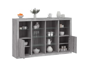 Buffets avec lumières led 3 pcs - bahut - meuble de rangement sonoma gris bois d'ingénierie