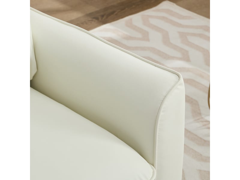  Fauteuil individuel blanc en similicuir - chaise lounge nordique moderne pour salon et chambre  - Conforama D