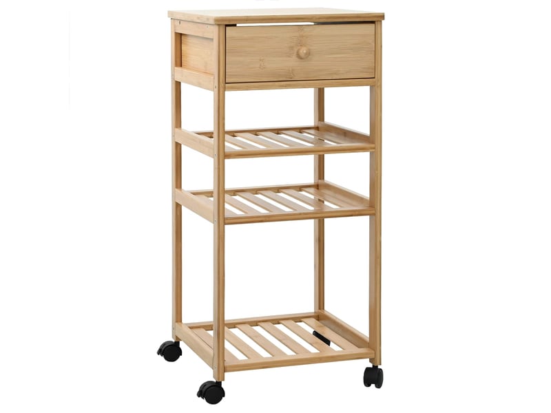  Desserte de cuisine, chariot de rangement avec roues naturel 37x36x80 cm bambou  - Conforama A