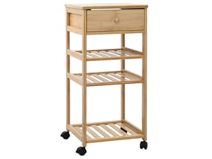 Desserte de cuisine, chariot de rangement avec roues naturel 37x36x80 cm bambou