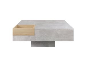 Table basse 72x72x30 cm boîte de rangement amovible panneau de particules gris béton et bois