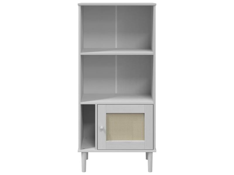  Bibliothèque salon senja aspect de rotin blanc bois massif de pin shl6827  - Conforama E